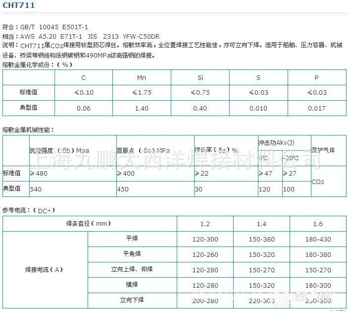 直销 大西洋药芯焊丝 cht711 gb/t 10045 e501t-1