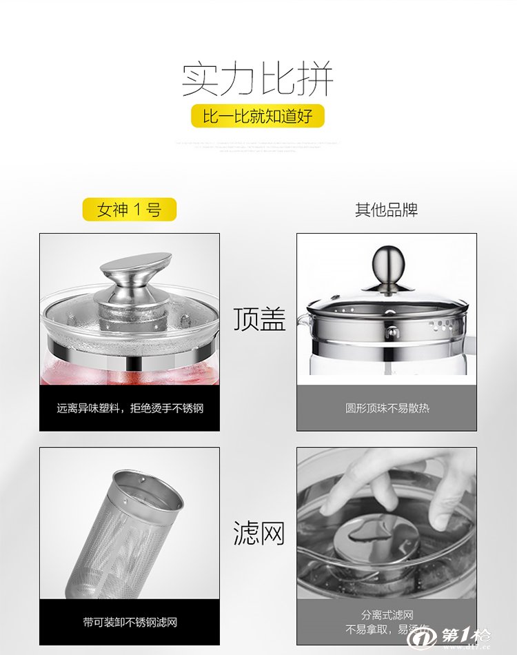 西瓜皮女神黄多功能玻璃全自动养生壶花茶 煲