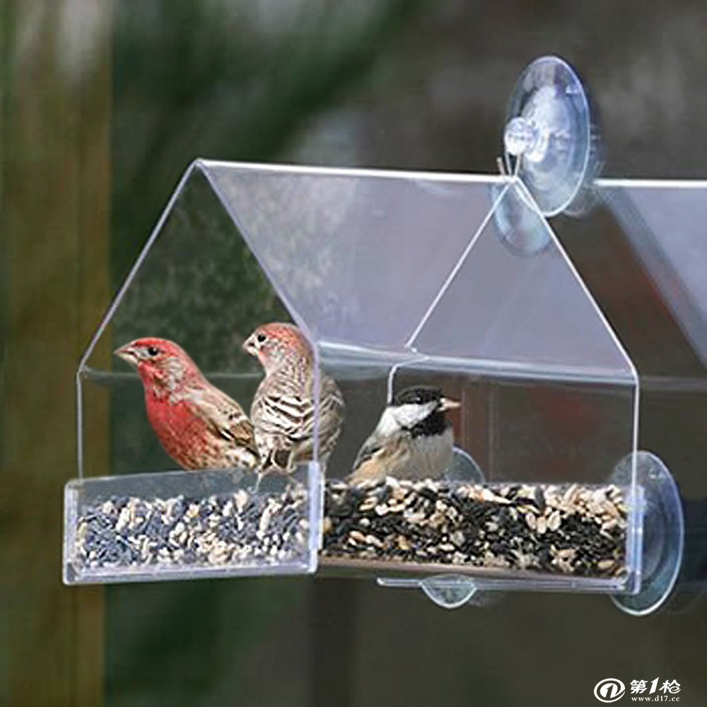 七彩云有机玻璃简约喂鸟器户外投食箱透明鸟笼宠物箱