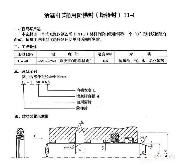 活塞杆轴用阶梯封tj-i 斯特封