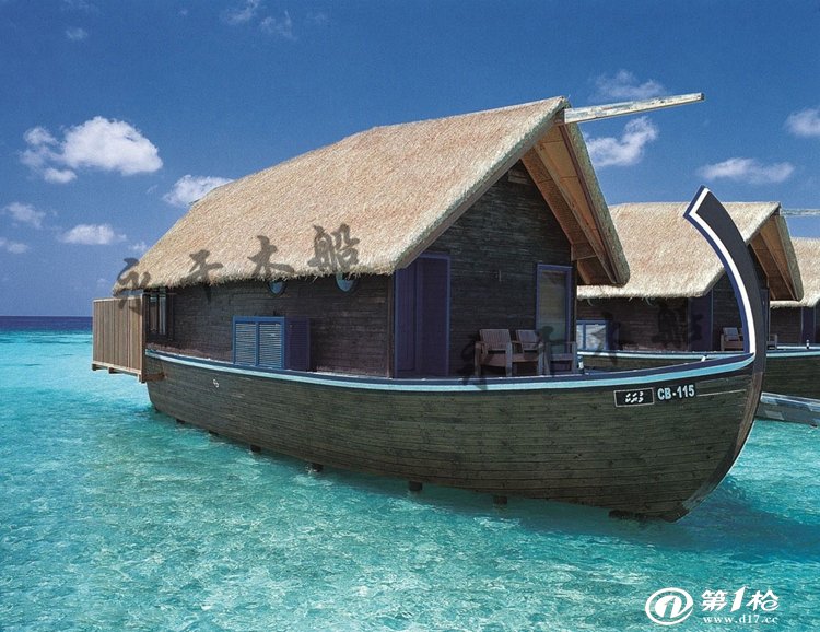 马尔代夫可可亚岛水上船屋厂家 浮动小房船 宾馆住宿游船
