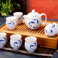 景德镇三维陶瓷厂家定做7头青花陶瓷茶具骨瓷餐茶具