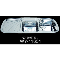 爱尔兰双盆带板不锈钢水槽WY-11651缩略图