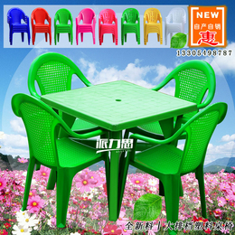 绿色方形塑料桌椅 可加印文字logo
