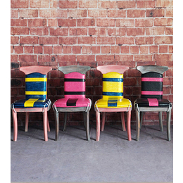 复古餐椅美式铁艺椅做旧休闲拼色餐椅主题餐厅咖啡厅个性椅子