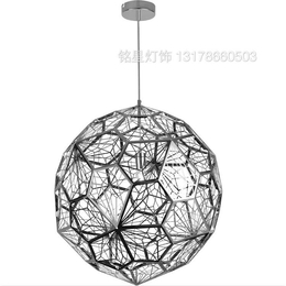 现代简约不锈钢多面球吊灯创意时尚蚀刻网球金属多边形钻石*灯