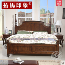 拓马印象北美红橡木白橡纯实木床小美式之1米8双人床卧室家具