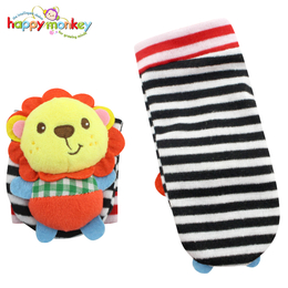 嬰兒童寶寶0-3個月動物立體搖鈴襪套襪子玩具春秋