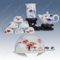 青花玲珑礼品瓷茶具图片 陶瓷茶具批发厂家