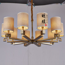 现代新中式客厅布艺吊灯 圆形餐厅新中式吊灯 仿古现代中式吊灯