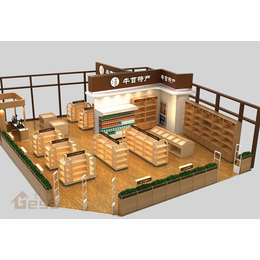 钢木货架食品展示柜制作设计厂家-南京大唐格雅展柜工厂