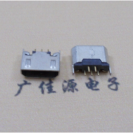 Micro USB 5p母座接口180度直插立式直边