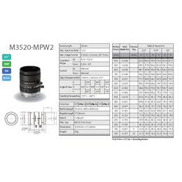 Computar工业镜头五百万像素全系列M3520-MPW2