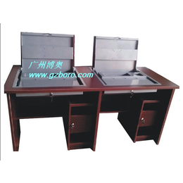 广州博奥BRZE-3L全木双位液晶显示器翻转电脑桌