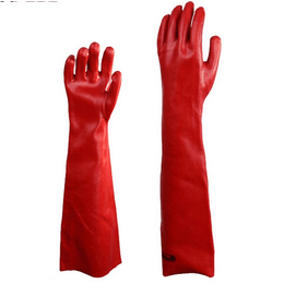 红色PVC防化手套 60CM 耐酸碱PVC手套201601