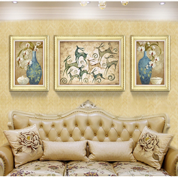 发财鹿美式欧式有框沙发背景墙装饰画