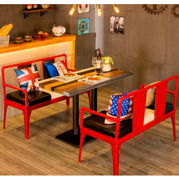 现代简约铁艺loft美式餐椅 做旧休闲水管卡座沙发组合