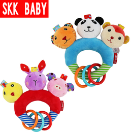 厂家供应SKKBABY婴儿玩具内置*叫三头动物手摇铃缩略图
