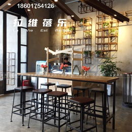 上海星巴克loft工业风咖啡厅酒吧铁艺吧桌椅定做