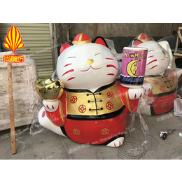 广州尚雕坊供应2018新款玻璃钢招财猫雕塑摆件工艺品