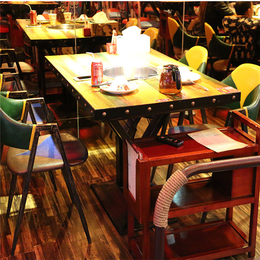 实木*烧烤火锅桌椅组合电磁炉一体餐厅桌子定制批发