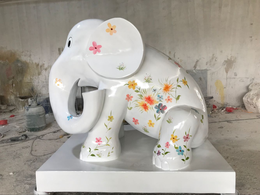 厂家供应玻璃钢彩绘大象 卡通动物雕塑