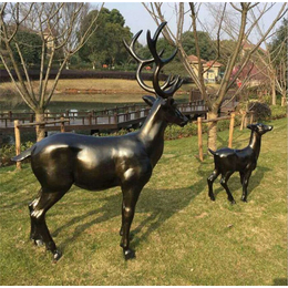 盐城铜鹿雕塑-汇丰铜雕-铜鹿雕塑装饰品
