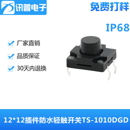 IP68防水12X12直插件硅胶轻触开关TS-1010DGD