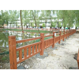 池塘仿木护栏图片大全 河道水泥仿木栏杆工程厂家安装施工案例缩略图