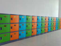 彩色塑料学生储物柜书包柜*园收纳柜学校教室柜组合储物柜带门