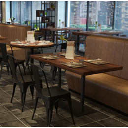 现代简约小户型餐桌椅组合奶茶店咖啡厅小方桌卡座实木餐厅桌椅