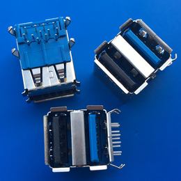 USB2.0+3.0双层母座13P90度弯脚插板上黑下蓝