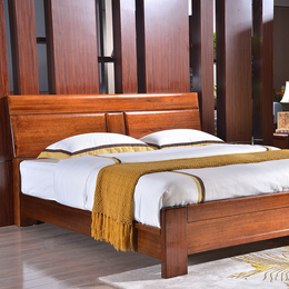 全实木胡桃木床主卧现代中式卧室简约轻奢双人大床