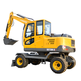 山鼎SD75W-9T轮式挖掘机价格  抓木头的小型挖掘机