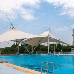 泳池张拉膜结构遮阳棚公园景观小品膜伞走廊通道景观膜结构