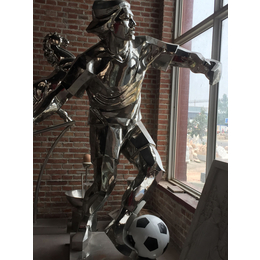 不锈钢人物运动雕塑 不锈钢踢球雕塑