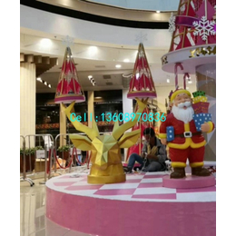 圣诞节商场中庭美陈摆件 圣诞老人麋鹿雕塑