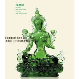 广州古法烧制绿度母佛像 琉璃绿度母寺庙供养 绿度母批发价格