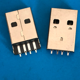 USB A公 沉板 焊线 贴片SMT 镀金 黑色胶芯
