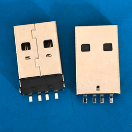 USB 4P A公 沉板 贴片SMT 有柱 镀金 反向 胶芯