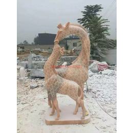 曲阳恒磊雕塑厂*石雕映霞红长颈鹿雕塑