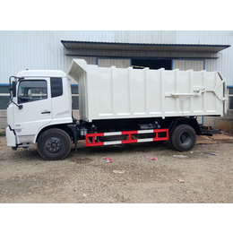 新款10吨侧装挂桶污泥车配置-自动卸泥斗对接密封污泥车价格