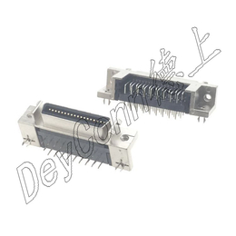 供应德上电子SCSI连接器36PIN母座CN型90度弯插板