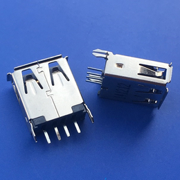 A母USB 2.0母座180度直立式插板DIP固定脚鱼叉