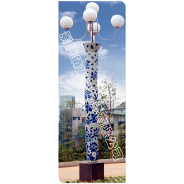 景德镇尚云陶瓷灯柱定制花园景观瓷灯柱青花瓷灯柱景观瓷灯柱