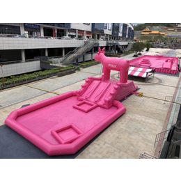 新潮大型粉色滑道全新产品出租百米城市粉红水滑道租赁