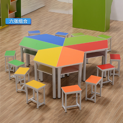 中小学生多人拼接固定课桌椅