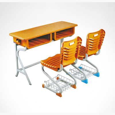 中小学双人R型固定塑料课桌椅
