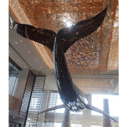 桂林 定制巨型不锈钢鲸鱼动物雕塑 商场创意镜面鲸鱼悬空挂件