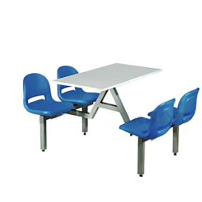 4位塑料固定椅餐桌